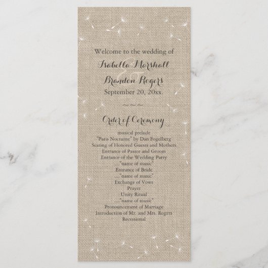 Floral Burlap Programme de mariage (Devant)