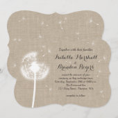 Floral Burlap Wedding Invitation Kaart (Voorkant / Achterkant)