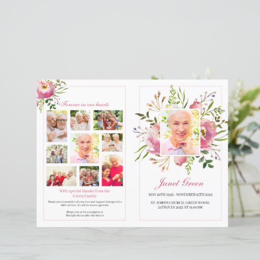 Floral Burst Funeral Program Sjabloon (Staand voorkant)