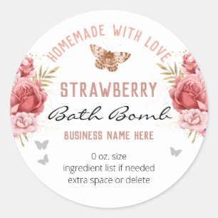 Floral Butterflies Custom Business Bath Bomb Ronde Sticker