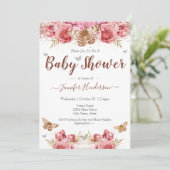 Floral Butterflies Roze Baby shower (Staand voorkant)