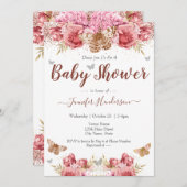 Floral Butterflies Roze Baby shower (Voorkant / Achterkant)