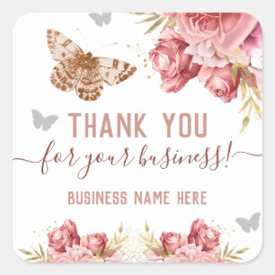 Floral Butterflies Roze Hartelijk dank Vierkante Sticker