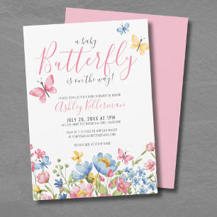Floral Butterfly Baby shower Kaart