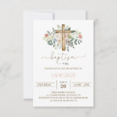 Floral Butterfly Baptism Invitation Kaart (Voorkant)