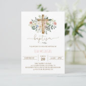Floral Butterfly Baptism Invitation Kaart (Staand voorkant)