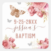 Floral Butterfly Baptism Personalized Sticker (Voorkant)