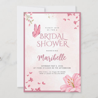 Floral Butterfly Bridal Shower Invitation Kaart