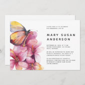 Floral Butterfly Celebration of Life Memorial Kaart (Voorkant / Achterkant)