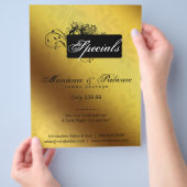Floral Butterfly Flyer Salon Spa Gold Black (Hand)