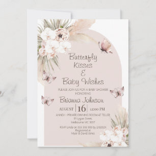 Floral Butterfly Kisses Baby Wishes Baby shower Kaart