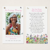 Floral Butterfly Memorial Funeral Prayer Kaart (Voorkant /achterkant)