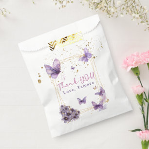 Floral Butterfly Paarse Girly Baby shower Party Bedankzakje