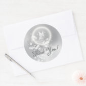 Floral Butterfly Silver Hartelijk dank Ronde Sticker (Envelop)