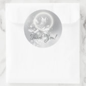 Floral Butterfly Silver Hartelijk dank Ronde Sticker (Tas)