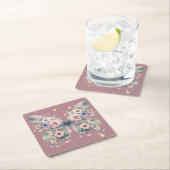 Floral Butterfly Vierkante Kartonnen Onderzetter (Insitu)