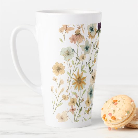 Floral & Butterfly,  Whimsical Garden-Inspired  Latte Mok (In situ)
