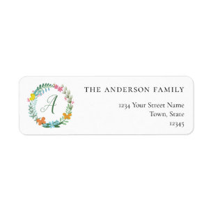 Floral Butterfly Wreatreturn Address Labels