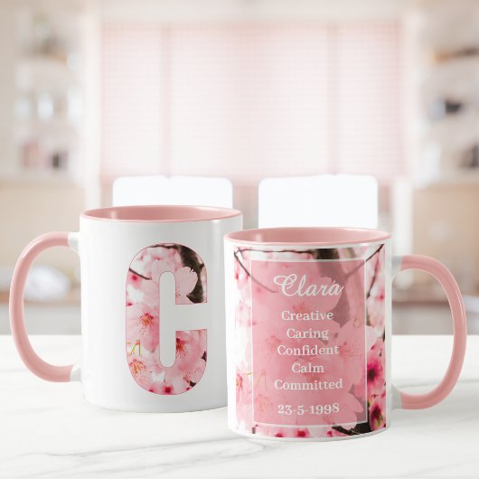Floral C Initial Mug | Personalized Name & Traits