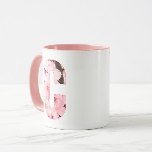 Floral C Initial Mug | Personalized Name & Traits (Devant gauche)