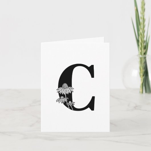Floral C Monogram op witte noot Kaart (Voorkant)