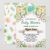 Floral Cactus Baby shower Kaart (Voorkant / Achterkant)