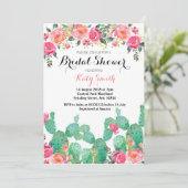 Floral Cactus Bridal Shower Kaart (Staand voorkant)