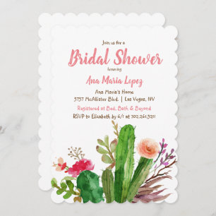 Floral Cactus Bridal Shower Uitnodiging