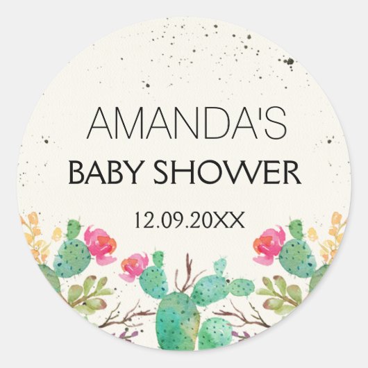 Floral Cactus Fiesta Baby shower Sticker (Voorkant)