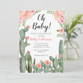 Floral Cactus Invitation succulente oh baby shower (Debout devant)