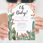 Floral Cactus Invitation succulente oh baby shower<br><div class="desc">Une invitation baby shower et verdoyante. Le libellé peut être modifié en n'importe quelle occasion.</div>