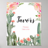 Floral cactus Waterverf Poster (Voorkant)
