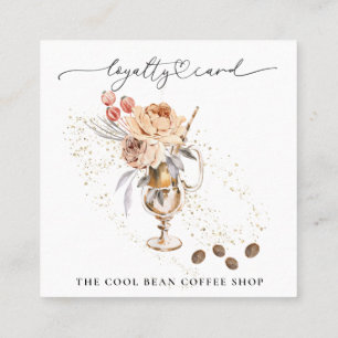 ~* Floral Cafe - Coffee Bean Espresso QR Rewards Klantenkaartje