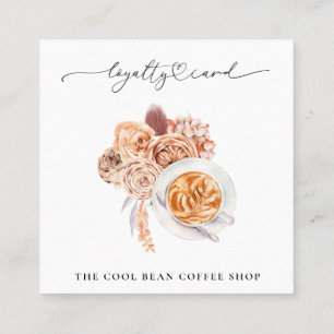*~* Floral Cafe Coffee Espresso QR Rewards Klantenkaartje