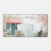 Floral Café in Spring Desk Mat (Clavier et souris)