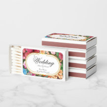 Floral Calligraphy Art Nouveau Colorful Matchbook