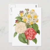 Floral Camelia Daffodil Flowers door Redoute Briefkaart (Voorkant / Achterkant)