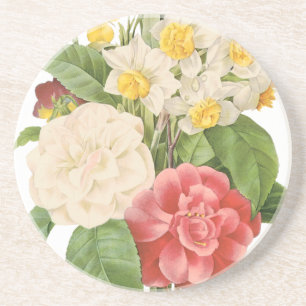  Floral Camelia Daffodil Flowers door Redoute Zandsteen Onderzetter