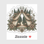 Floral Camping Tent Sticker | Die-Cut Sticker (Vel)