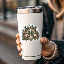 Floral Camping Tent Sticker | Die-Cut Sticker