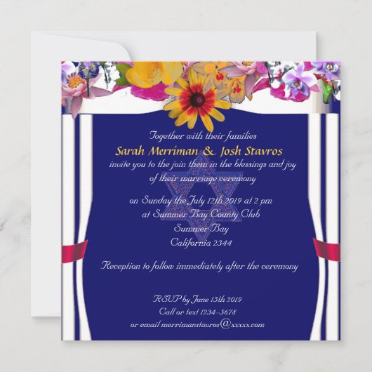 Floral canopy Jewish bruiloft Kaart (Voorkant)