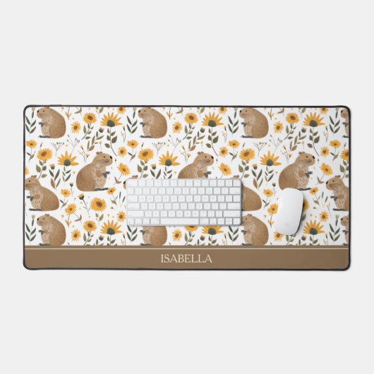 Floral Capybara Desk Mat (Keyboard & Muis)
