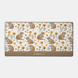 Floral Capybara Desk Mat