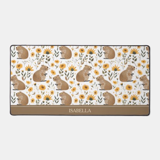 Floral Capybara Desk Mat (Voorkant)