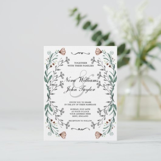 Floral Card for a wedding Kaart (Staand voorkant)