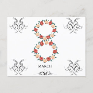 Floral card of rozen voor Internationale Vrouwenda Briefkaart