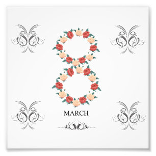 Floral card of rozen voor Internationale Vrouwenda Foto Afdruk