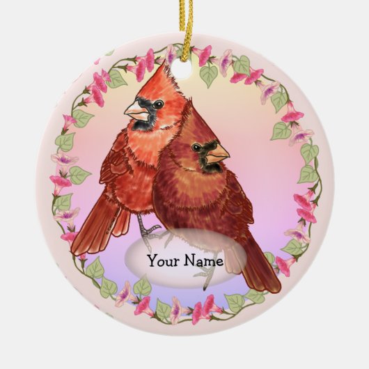 Floral Cardinals ornament (Voorkant)