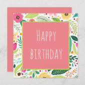 Floral - Carte d'anniversaire rose (Devant / Derrière)