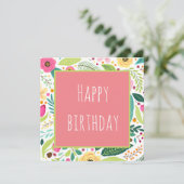 Floral - Carte d'anniversaire rose (Debout devant)